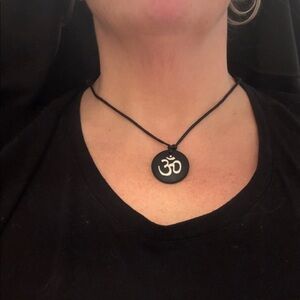 Om Necklace – adjustable Black Cord | Spiritual Minimalist Style-yoga-unisex